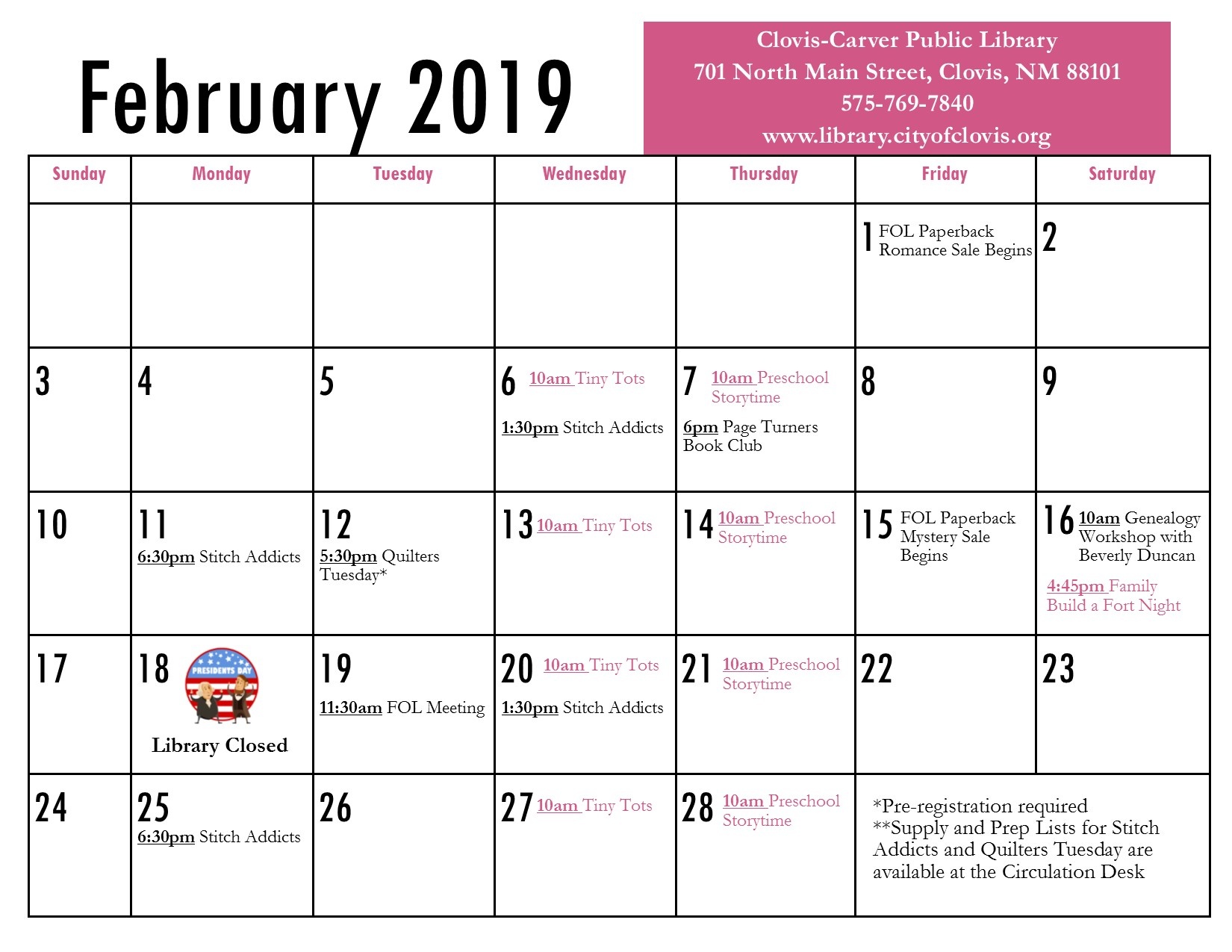 Calendar | February 2019