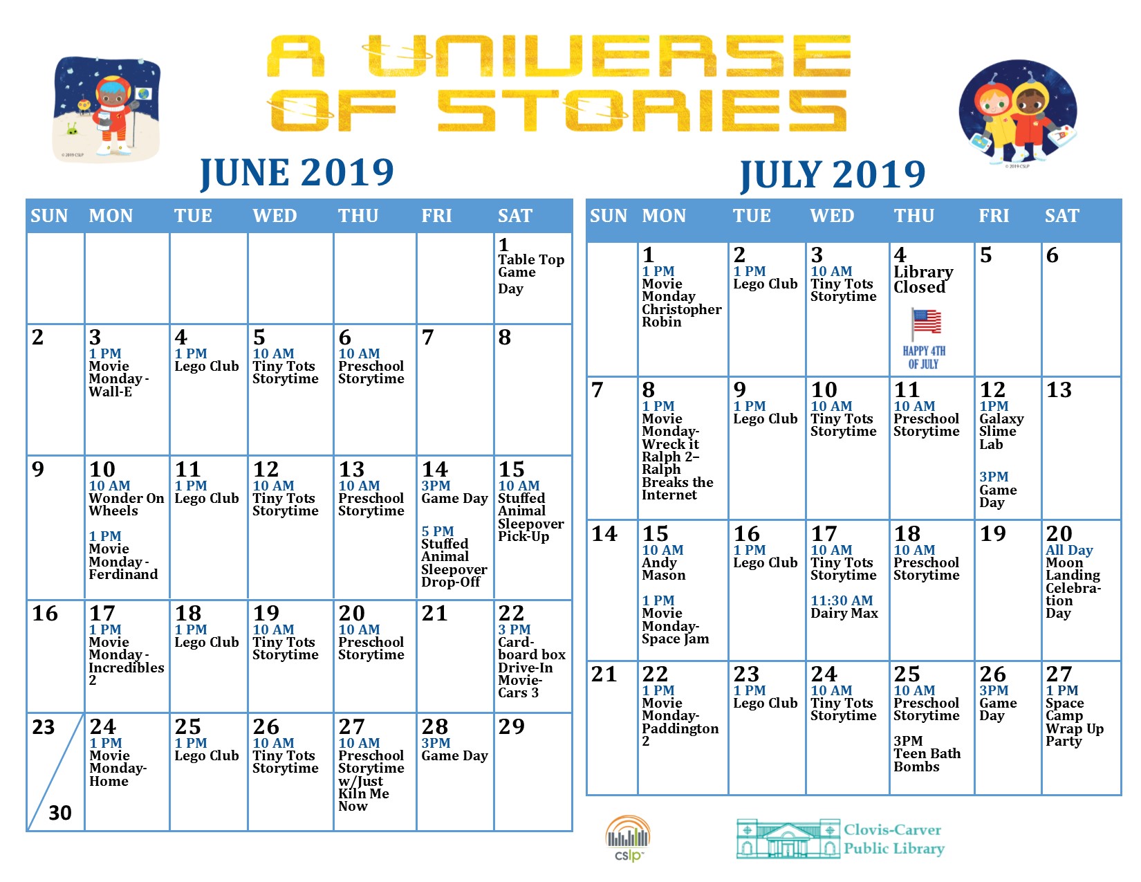Library Events for Summer 2019