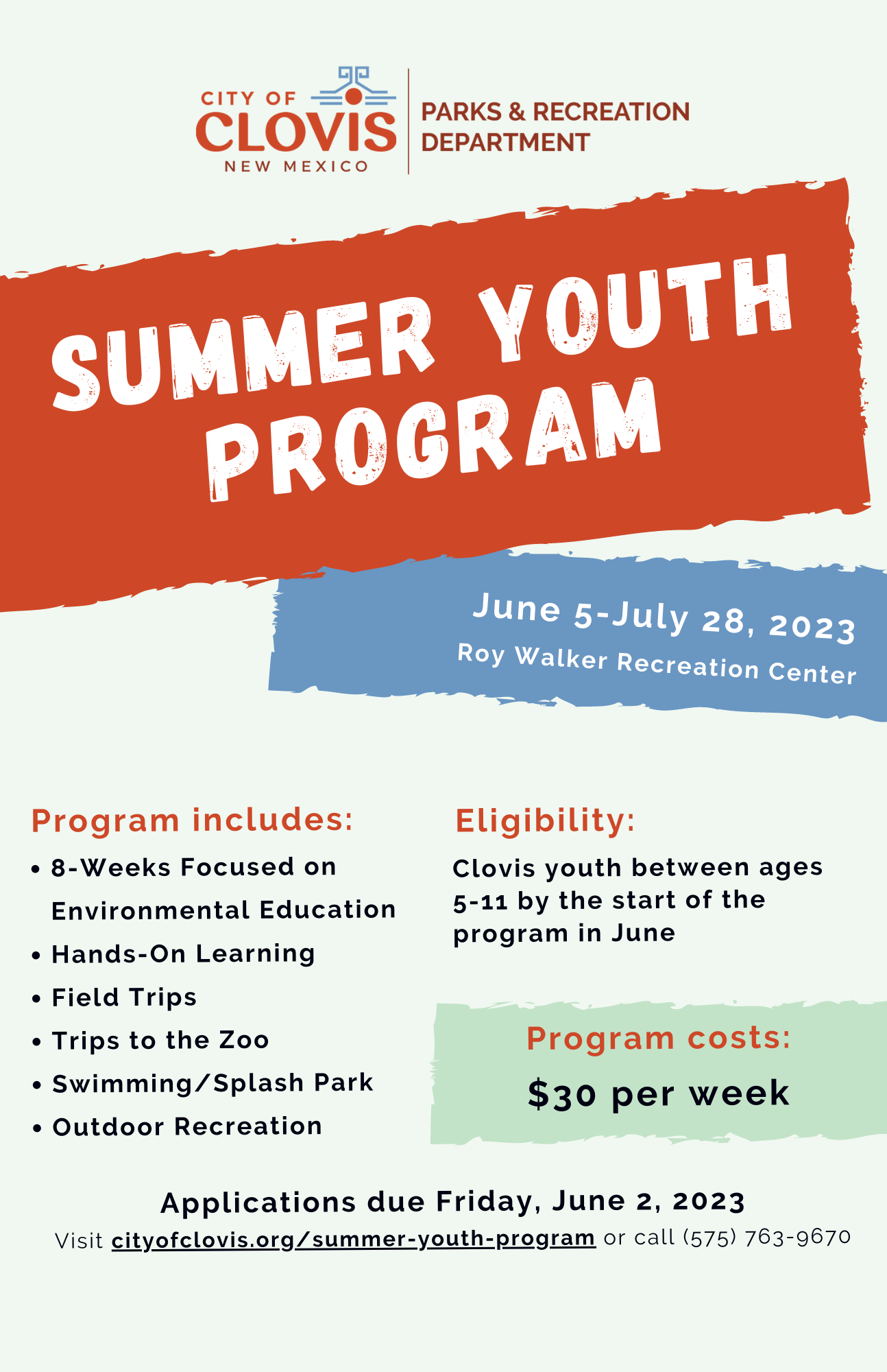2023 Summer Youth Program Poster 11 × 17 in